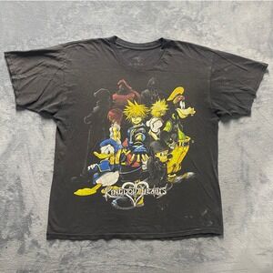 Vintage Y2K Kingdom Hearts Tshirt Mens XL Black Good Sora Mickey Donald Goofy